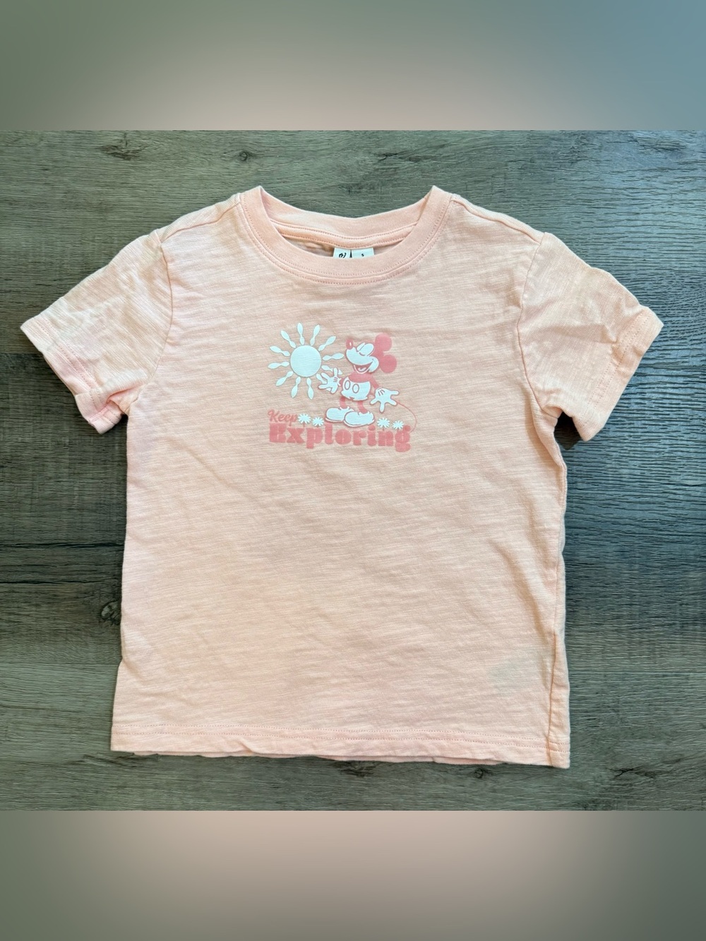 Disney x Janie and Jack  Soft Peach Short Sleeve Mickey Graphic Tee Size 5